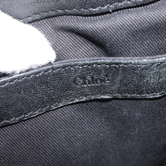 Chloe Etel Hand Bag Leather 2way Black Gold Auth BA6272