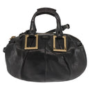 Chloe Etel Hand Bag Leather 2way Black Gold Auth BA6272-13