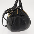 Chloe Etel Hand Bag Leather 2way Black Gold Auth BA6272-3