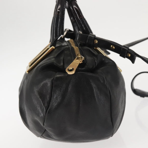 Chloe Etel Hand Bag Leather 2way Black Gold Auth BA6272