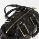 Chloe Etel Hand Bag Leather 2way Black Gold Auth BA6272-6