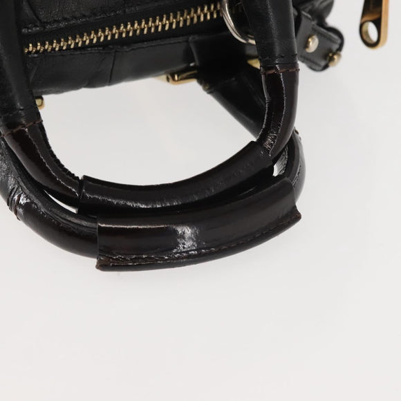 Chloe Etel Hand Bag Leather 2way Black Gold Auth BA6272