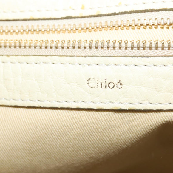 Chloe Tote Bag Leather Beige Gold Auth BA6273