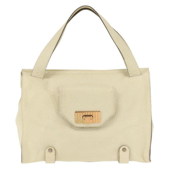 Chloe Tote Bag Leather Beige Gold Auth BA6273