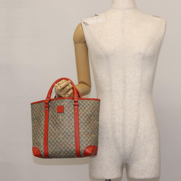 GUCCI Micro GG Supreme Hand Bag PVC Beige Silver 297557 Auth BA6282