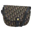 Christian Dior Trotter Canvas Shoulder Bag Navy Gold Auth BA6283-1