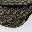 Christian Dior Trotter Canvas Shoulder Bag Navy Gold Auth BA6283-10