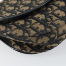 Christian Dior Trotter Canvas Shoulder Bag Navy Gold Auth BA6283-11