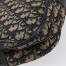 Christian Dior Trotter Canvas Shoulder Bag Navy Gold Auth BA6283-13