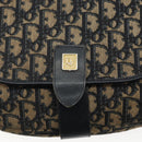 Christian Dior Trotter Canvas Shoulder Bag Navy Gold Auth BA6283-14