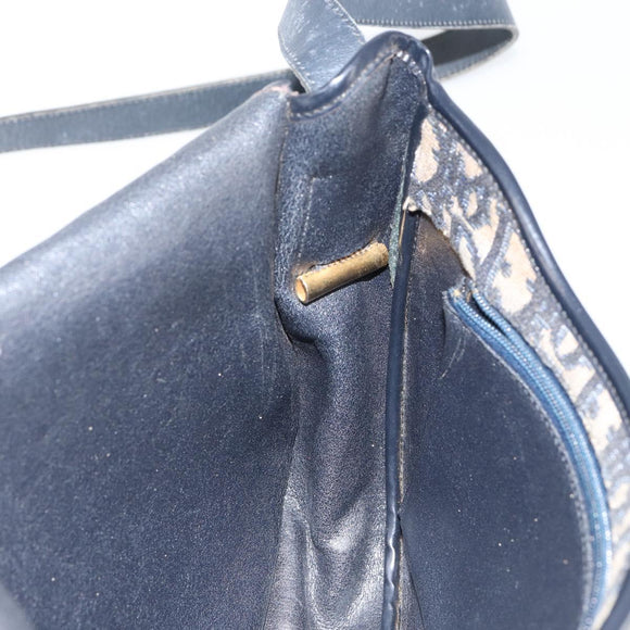 Christian Dior Trotter Canvas Umhängetasche Marine Gold Auth BA6283