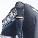 Christian Dior Trotter Canvas Shoulder Bag Navy Gold Auth BA6283-19