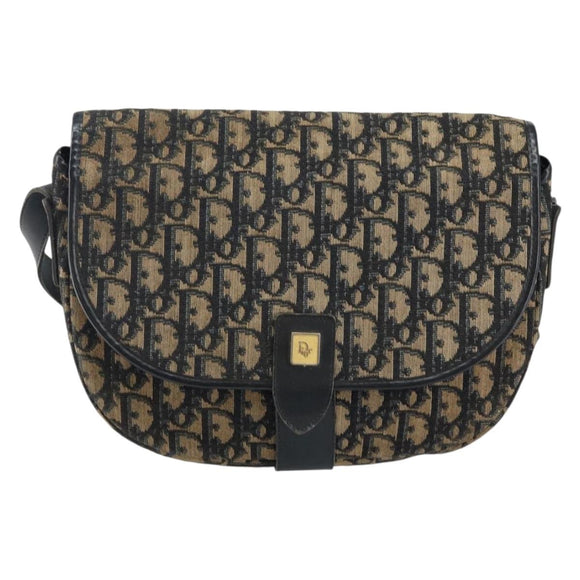Christian Dior Trotter Canvas Umhängetasche Marine Gold Auth BA6283