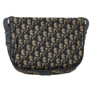 Christian Dior Trotter Canvas Shoulder Bag Navy Gold Auth BA6283-3