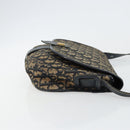 Christian Dior Trotter Canvas Shoulder Bag Navy Gold Auth BA6283-4