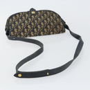 Christian Dior Trotter Canvas Shoulder Bag Navy Gold Auth BA6283-7