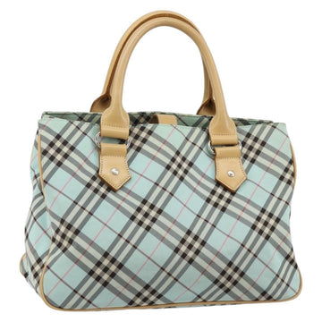 BURBERRY Nova Check Blue Label Hand Bag Nylon Light Blue Silver Auth BA6284