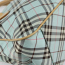 BURBERRY Nova Check Blue Label Hand Bag Nylon Light Blue Silver Auth BA6284-16