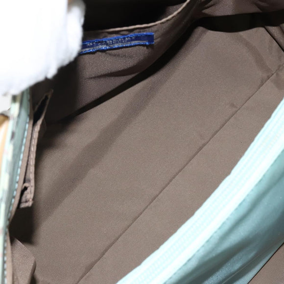 BURBERRY Nova Check Blue Label Hand Bag Nylon Light Blue Silver Auth BA6284
