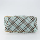 BURBERRY Nova Check Blue Label Hand Bag Nylon Light Blue Silver Auth BA6284-5
