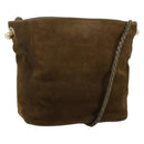 BOTTEGA VENETA Shoulder Bag Suede Brown Gold Auth BA6287-1