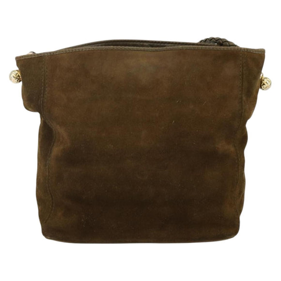 BOTTEGA VENETA Shoulder Bag Suede Brown Gold Auth BA6287