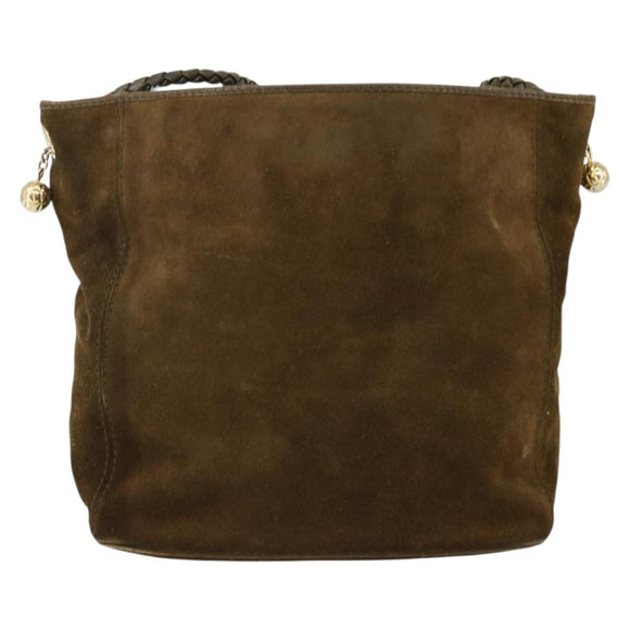 BOTTEGA VENETA Shoulder Bag Suede Brown Gold Auth BA6287