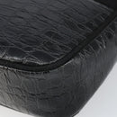 Salvatore Ferragamo Vala Shoulder Bag Leather Embossed Black Gold Auth BA6288-9