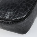 Salvatore Ferragamo Vala Shoulder Bag Leather Embossed Black Gold Auth BA6288-16