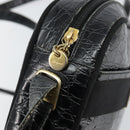 Salvatore Ferragamo Vala Shoulder Bag Leather Embossed Black Gold Auth BA6288-10