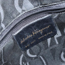 Salvatore Ferragamo Vala Shoulder Bag Leather Embossed Black Gold Auth BA6288-12