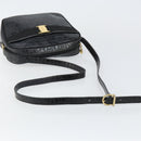 Salvatore Ferragamo Vala Shoulder Bag Leather Embossed Black Gold Auth BA6288-7