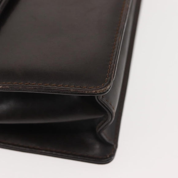 GUCCI Chain Shoulder Bag Leather Black Gold Auth BA6290