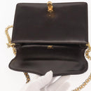 GUCCI Chain Shoulder Bag Leather Black Gold Auth BA6290-10