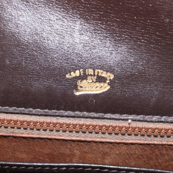 GUCCI Chain Shoulder Bag Leather Black Gold Auth BA6290