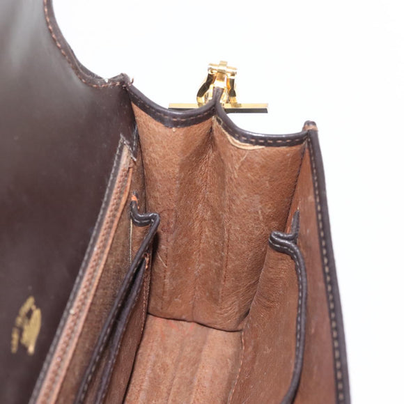 GUCCI Chain Shoulder Bag Leather Black Gold Auth BA6290