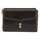 GUCCI Chain Shoulder Bag Leather Black Gold Auth BA6290-13