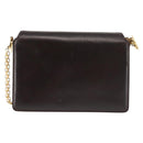 GUCCI Chain Shoulder Bag Leather Black Gold Auth BA6290-2