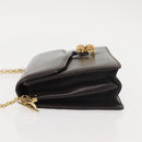 GUCCI Chain Shoulder Bag Leather Black Gold Auth BA6290-4