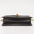 GUCCI Chain Shoulder Bag Leather Black Gold Auth BA6290-5