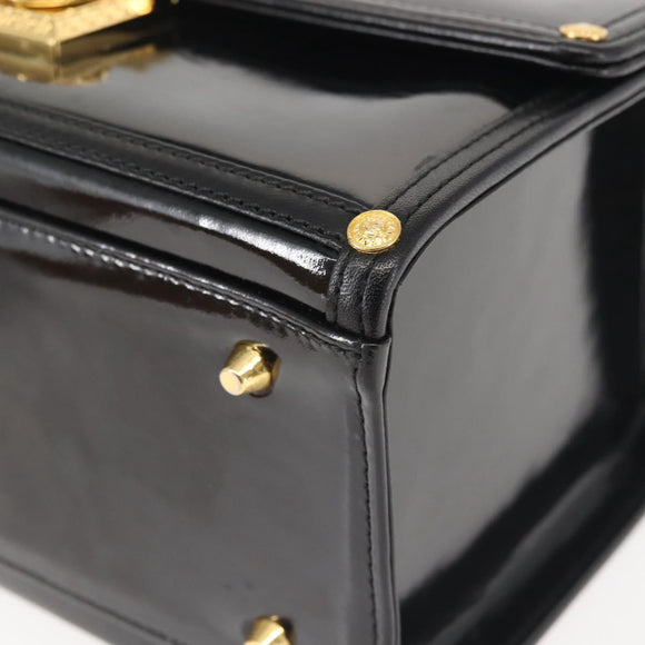 VERSACE Vanity Pouch Enamel Black Gold Auth BA6291