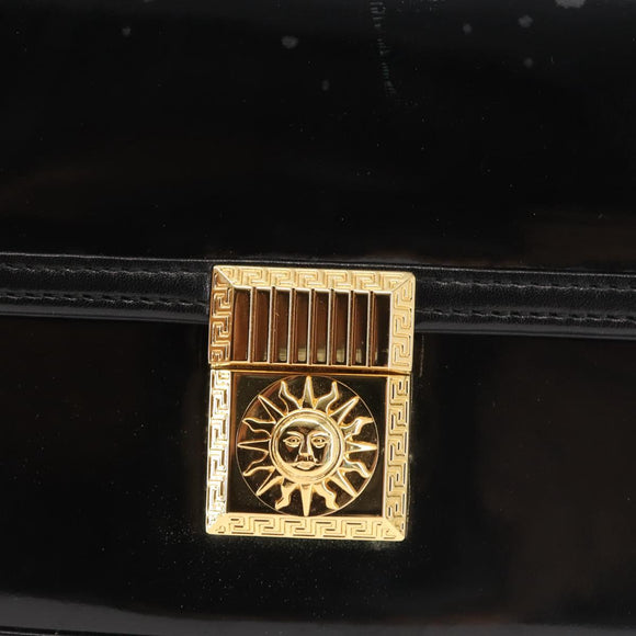 VERSACE Vanity Pouch Enamel Black Gold Auth BA6291