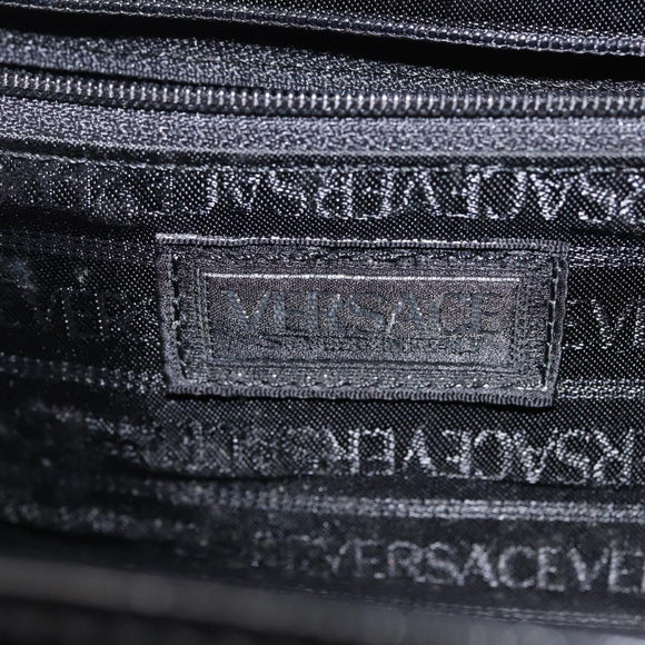 VERSACE Vanity Pouch Enamel Black Gold Auth BA6291