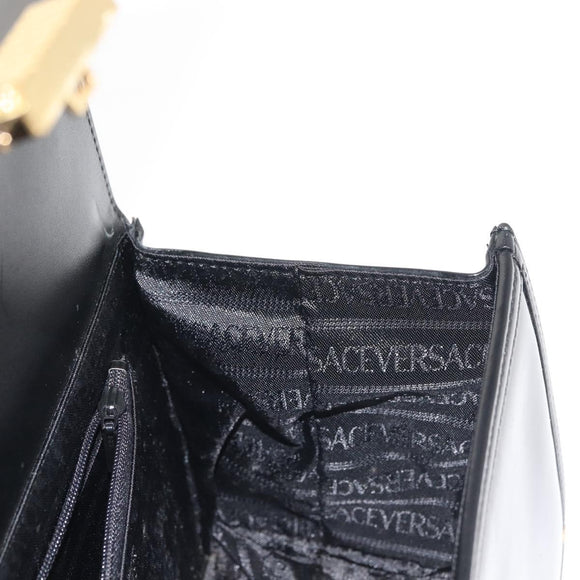 VERSACE Vanity Pouch Enamel Black Gold Auth BA6291