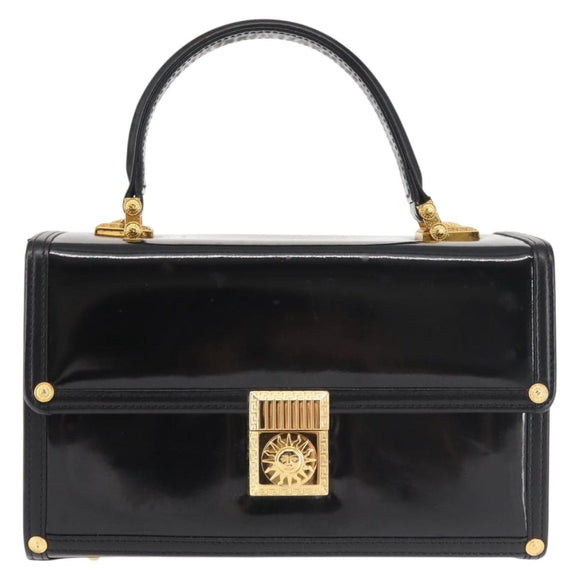 VERSACE Vanity Pouch Enamel Black Gold Auth BA6291