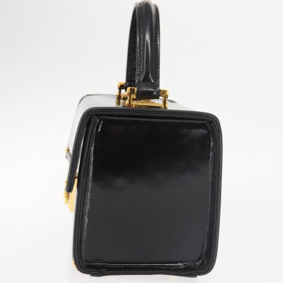 VERSACE Vanity Pouch Enamel Black Gold Auth BA6291