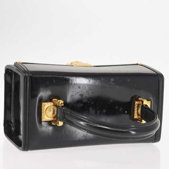 VERSACE Vanity Pouch Enamel Black Gold Auth BA6291
