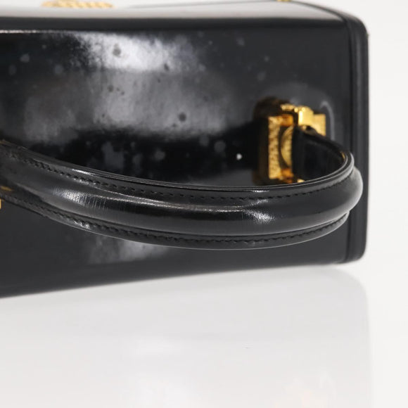 VERSACE Vanity Pouch Enamel Black Gold Auth BA6291