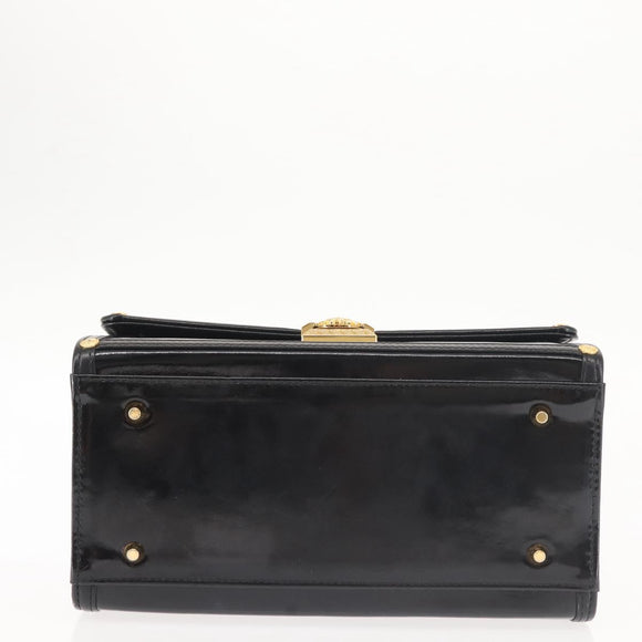 VERSACE Vanity Pouch Enamel Black Gold Auth BA6291