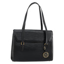 VALENTINO Shoulder Bag Leather Black Gold Auth BA6292-1